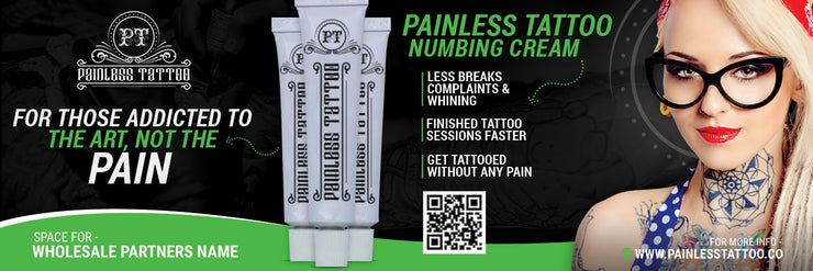 Painless Tattoo Horizontal Metal Shop Sign 